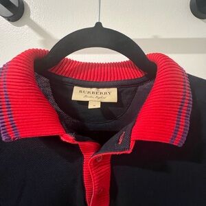 Burberry Polo with Red and Purple Striped Collar